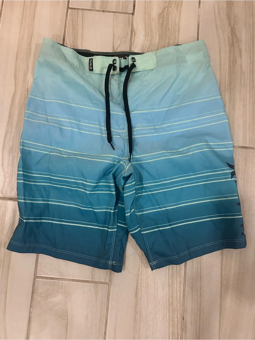 Hurley Teal to Deep Blue Gradient Stripe Board Shorts